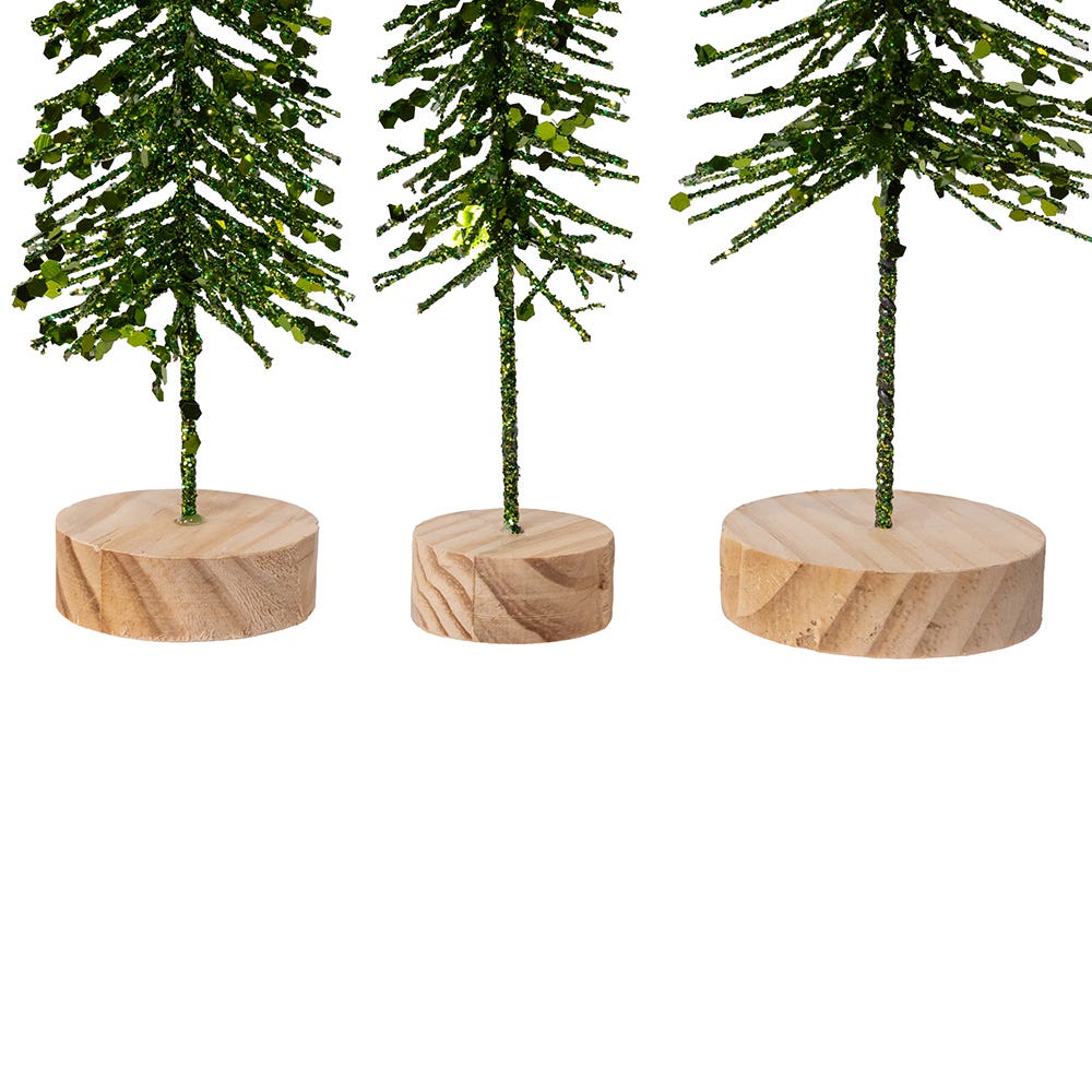 Kurt Adler Green Glittered Miniature Tree Set