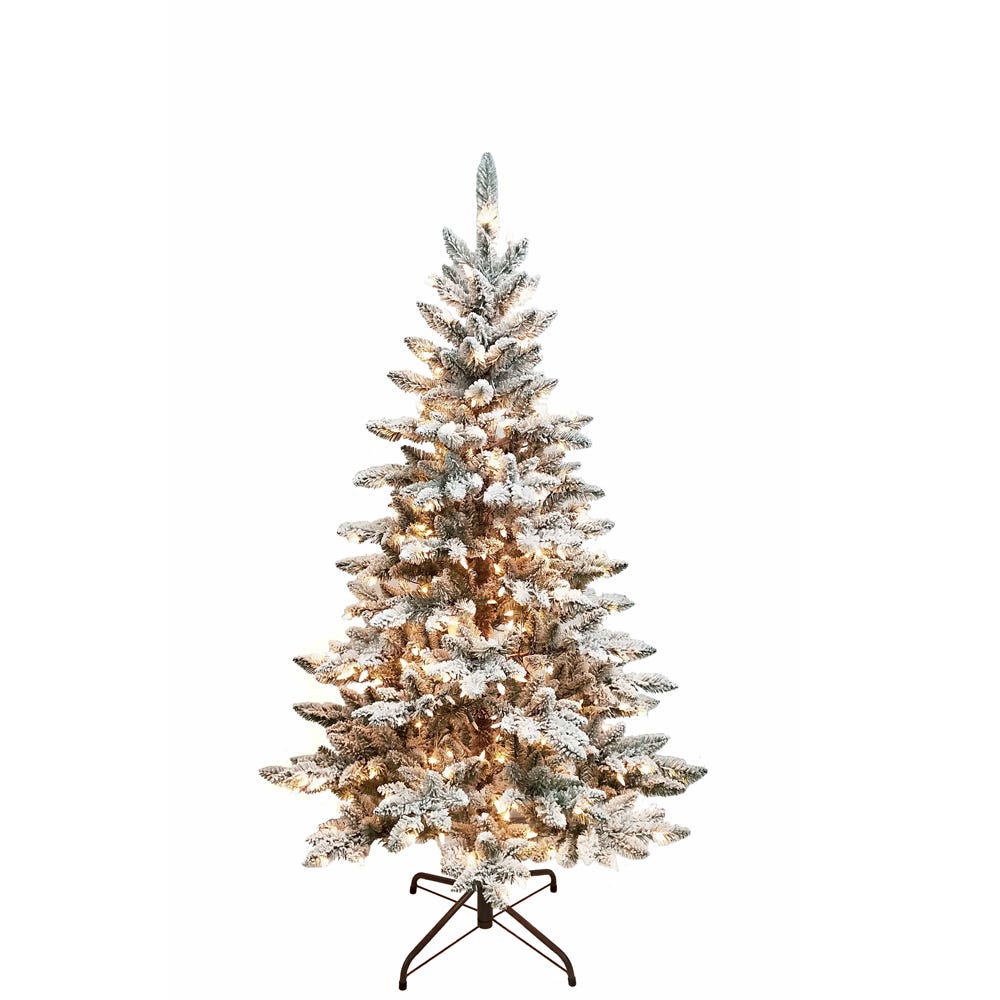Kurt Adler 5-Foot Pre-Lit Clear Incandescent Snow Pine Tree