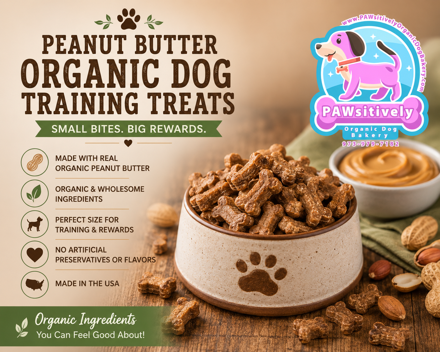 PAWsitively Organic Peanut Butter Dog Training Treats