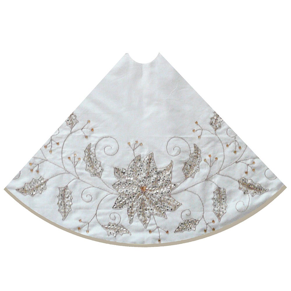 Kurt Adler 54-Inch Ivory Holly Tree Skirt