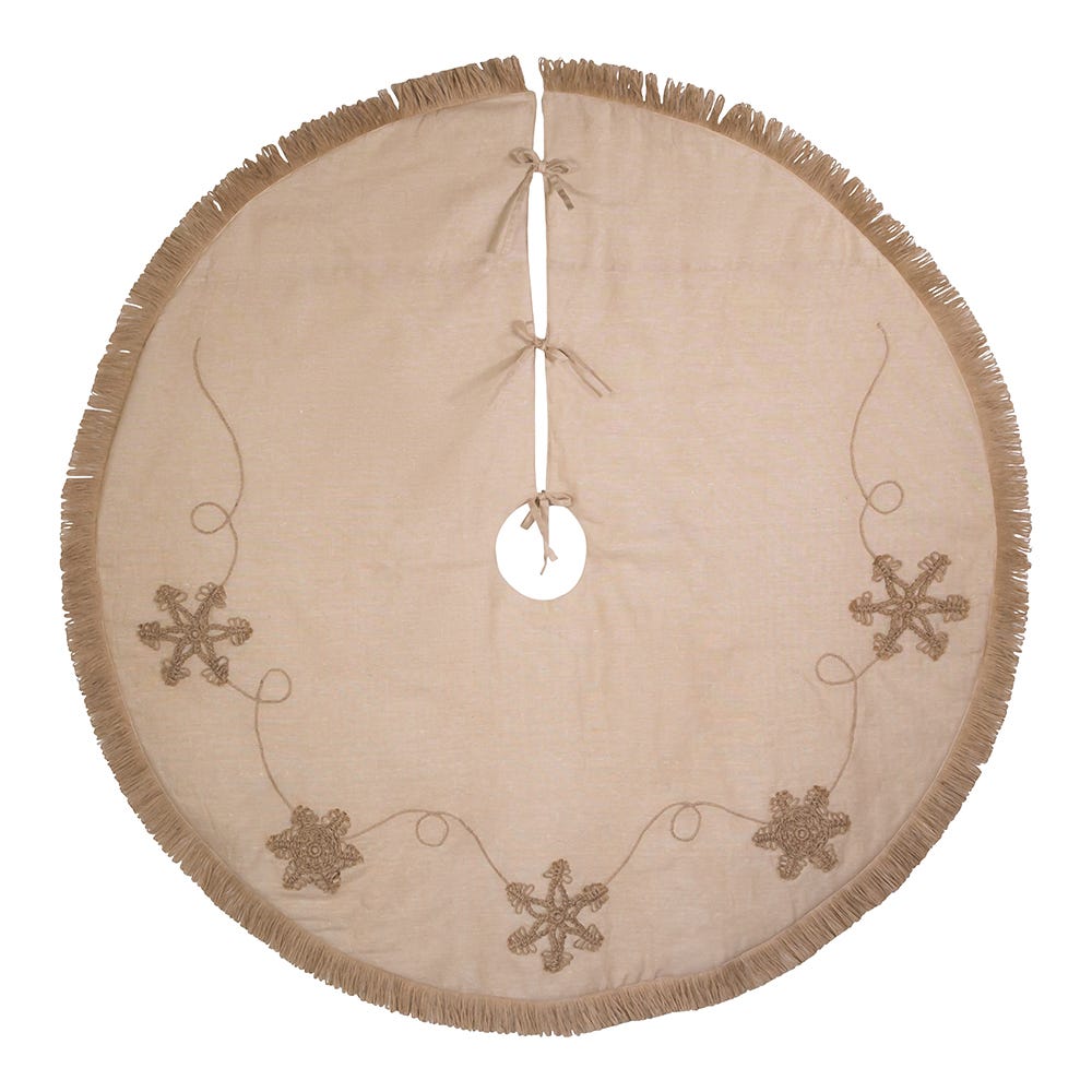 Kurt Adler 54-Inch Jute with Macrame Snowflake Tree Skirt
