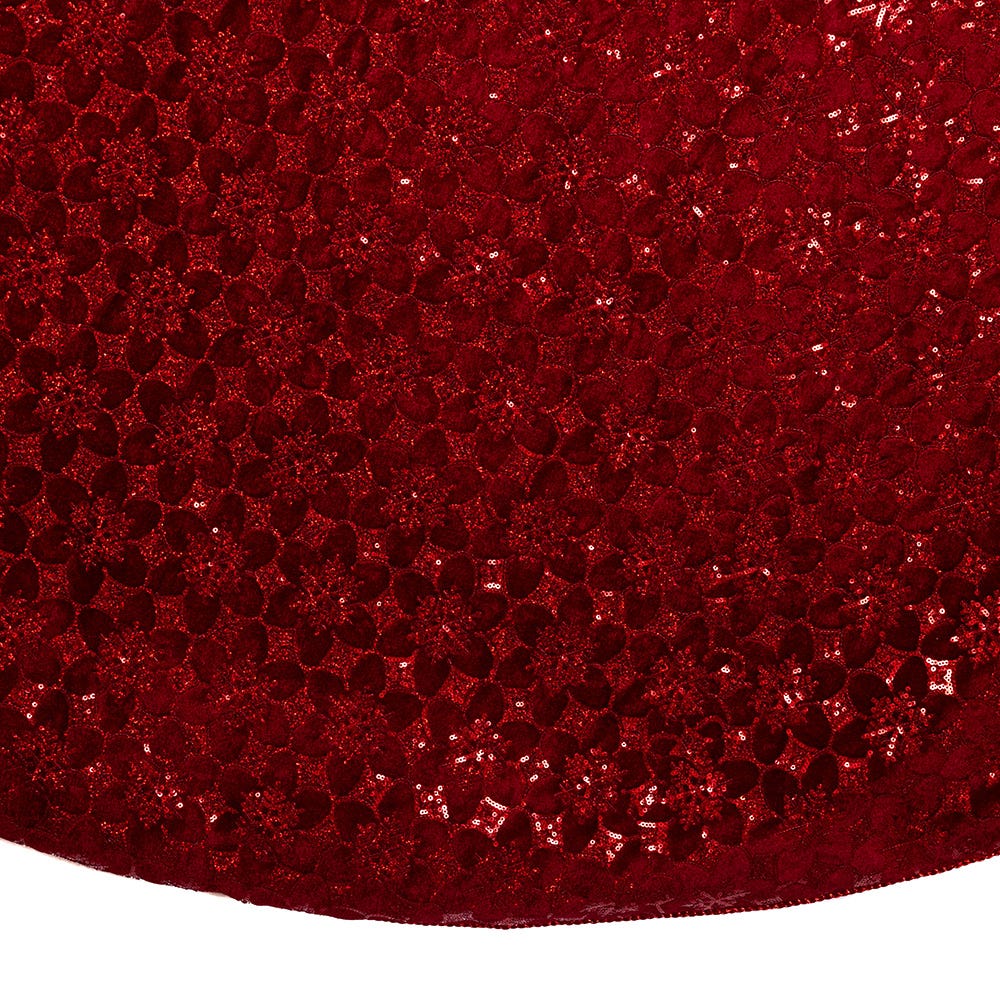 Kurt Adler 72-Inch Burgundy Sequin With Metallic Cord Tree Skirt