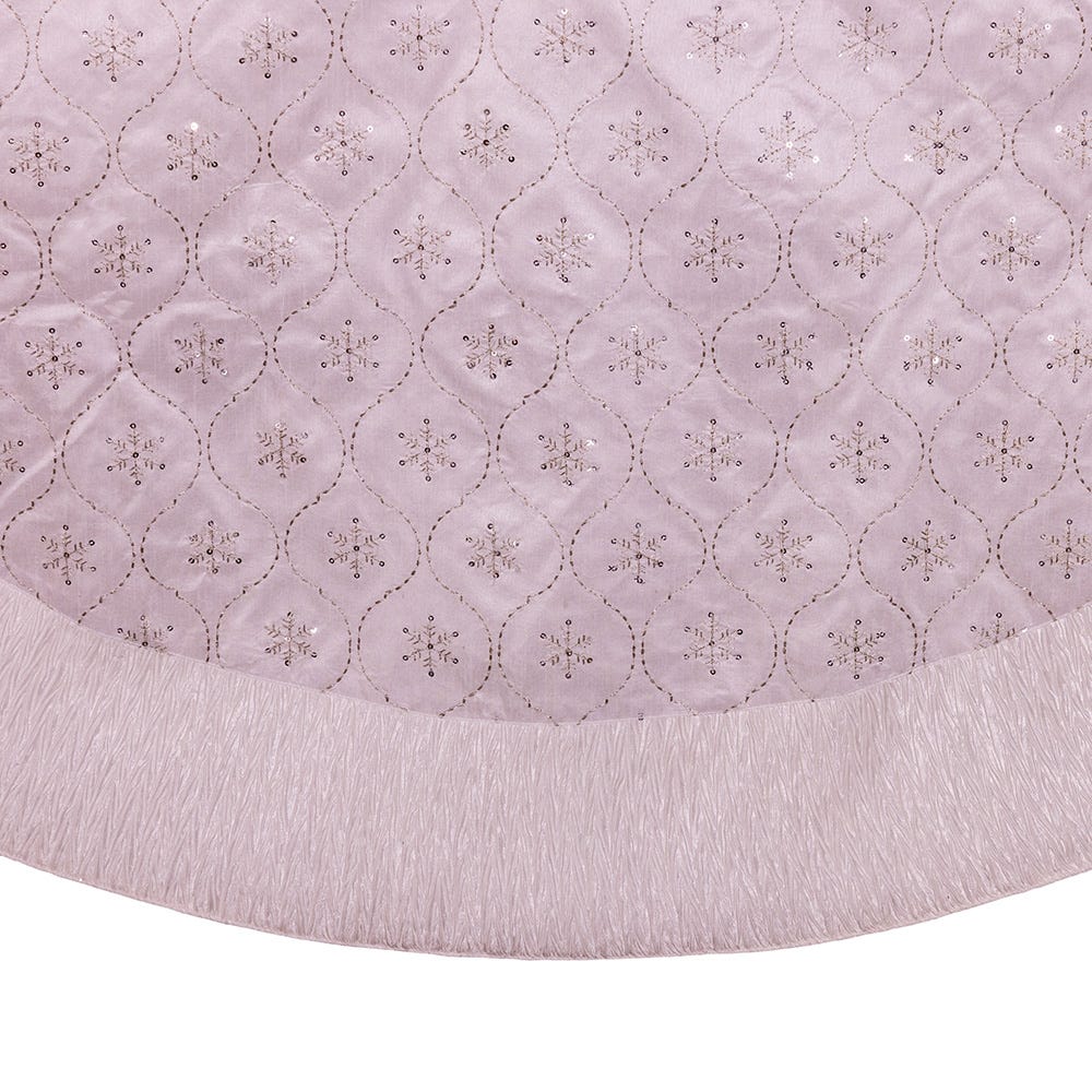 Kurt Adler 60-Inch White Dupion Tree Skirt with Lurex Embroidered Snowflakes