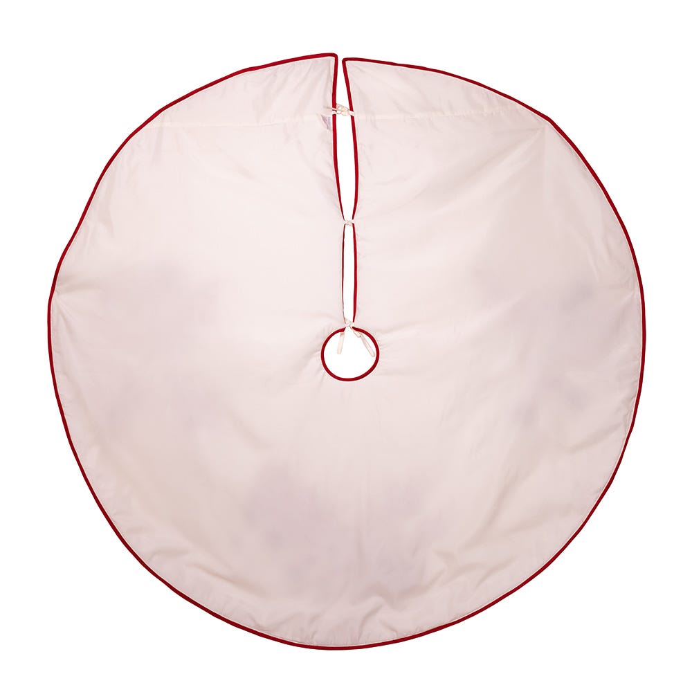 Kurt Adler 60-Inch Ivory Dupion Tree Skirt with Reindeer Appliqu Embroidery