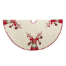Kurt Adler 60-Inch Ivory Dupion Tree Skirt with Reindeer Appliqu Embroidery