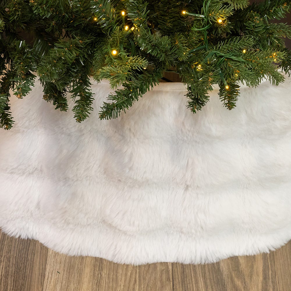 Kurt Adler 10 by 24-Inch White Fur Tree Collar