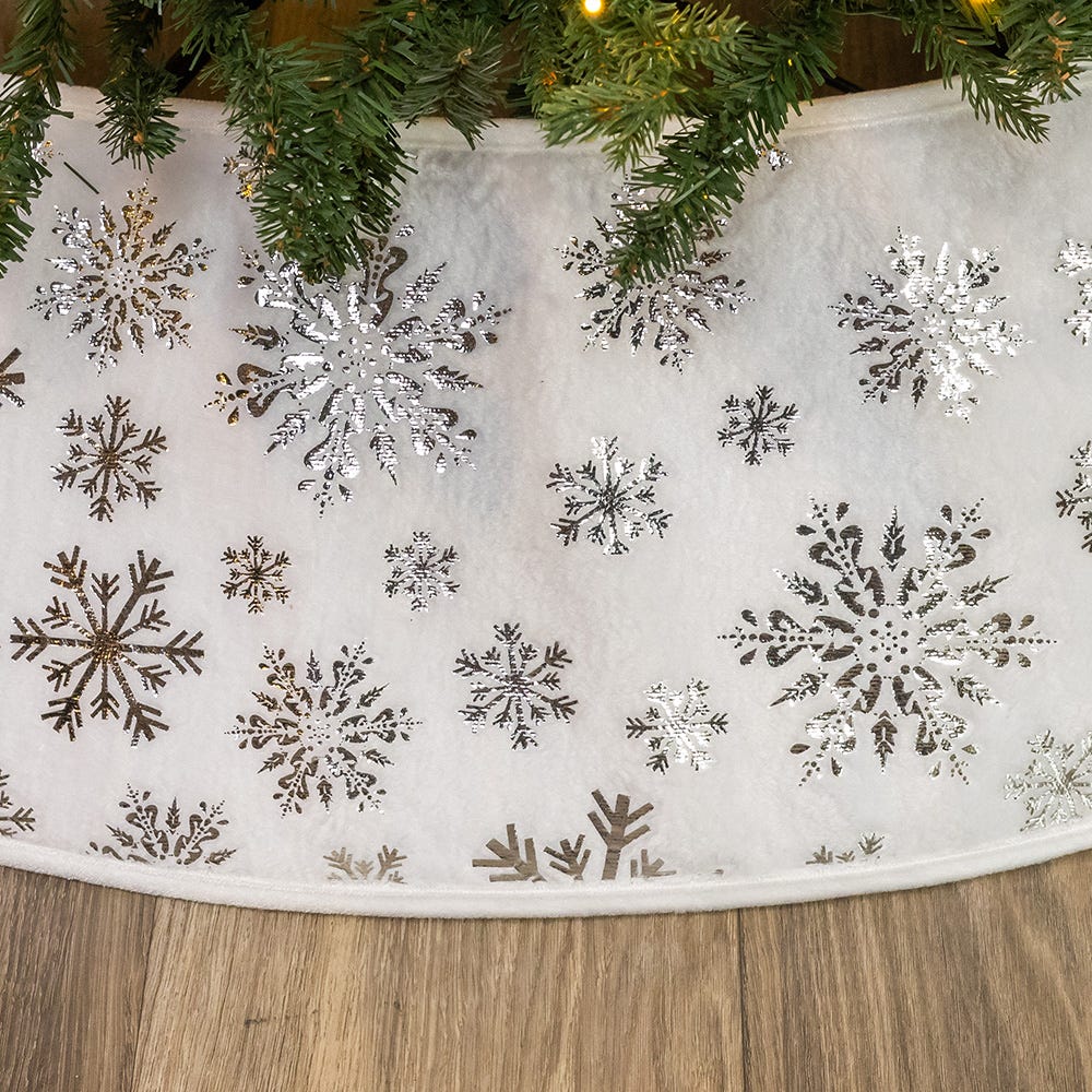 Kurt Adler 10 by 24" White Snowflake Tree Collar