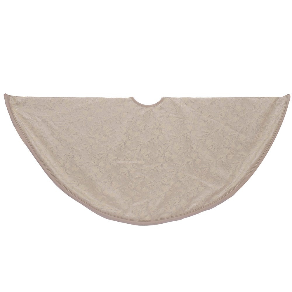 Kurt Adler 54-Inch Cream and Platinum Poinsettia Tree Skirt