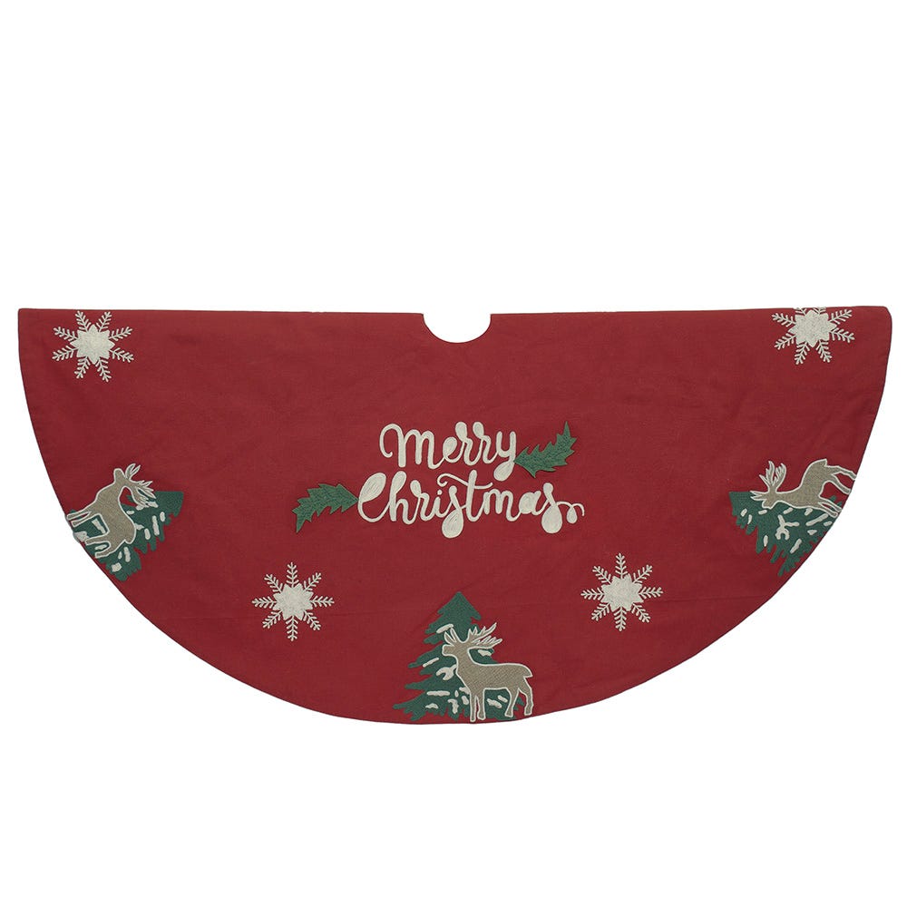 Kurt Adler 50-Inch Reindeer Applique Tree Skirt