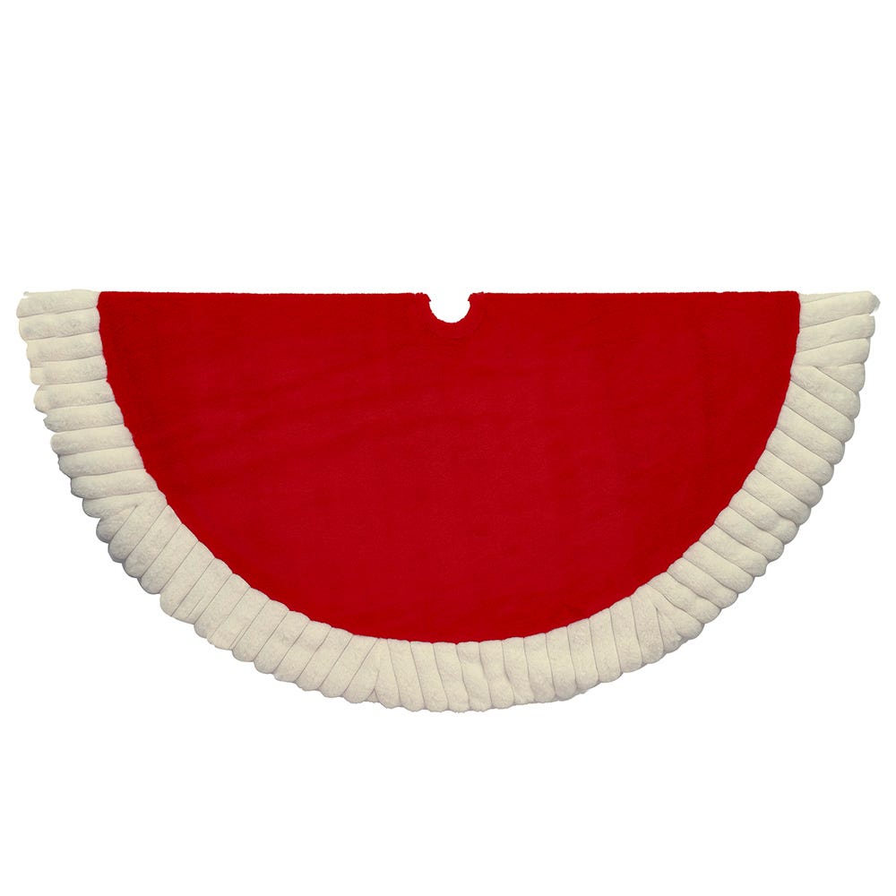 Kurt Adler 48-Inch Red and White Faux Fur Tree Skirt