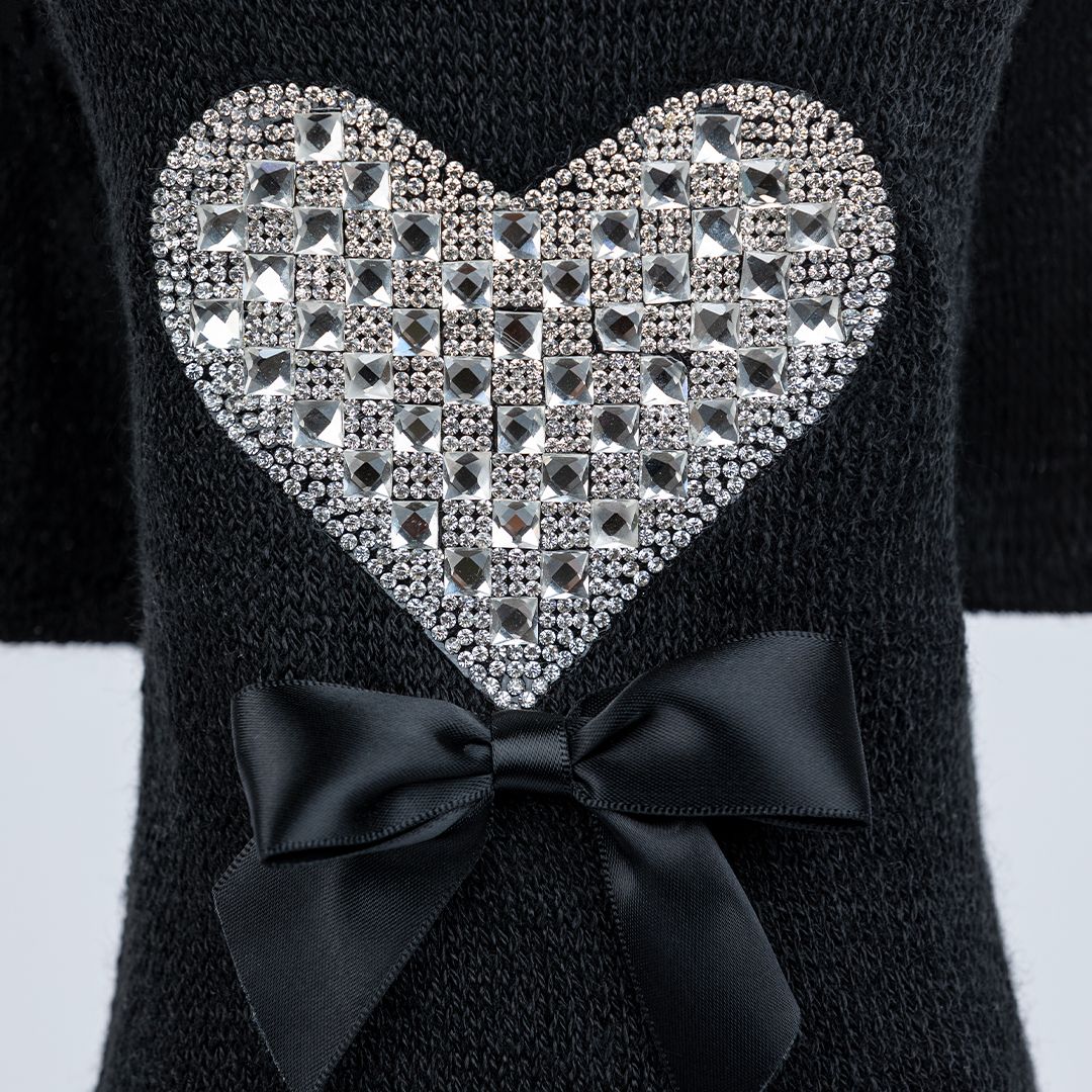 Hello Doggie Oh My Heart Satin Black Dog Sweater