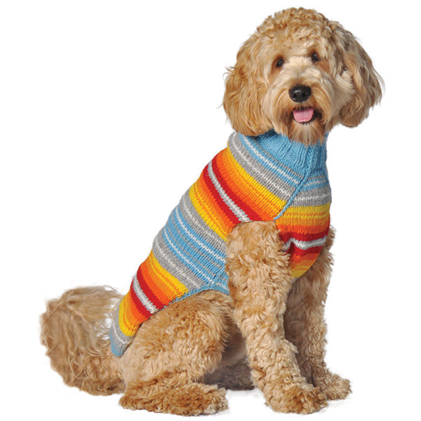 Chilly Dog Turquoise Serape Wool Dog Sweater