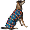 Chilly Dog Turquoise Southwest Fleece-Lined Dog Blanket Coat