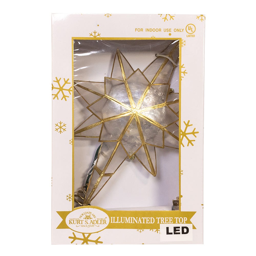 Kurt Adler 10-Light LED Capiz Star Tree Topper