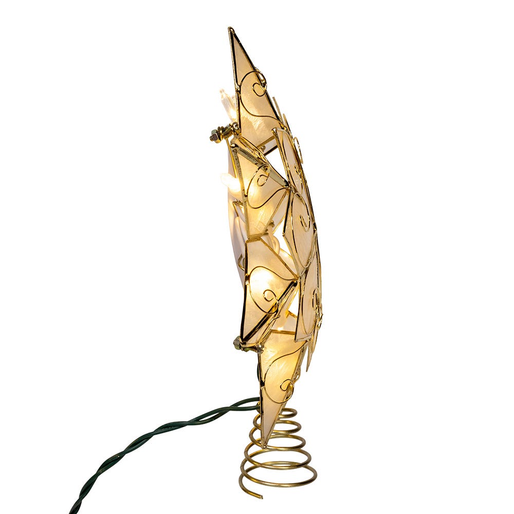 Kurt Adler 10-Light LED Capiz with Scroll Accents Star Tree Topper