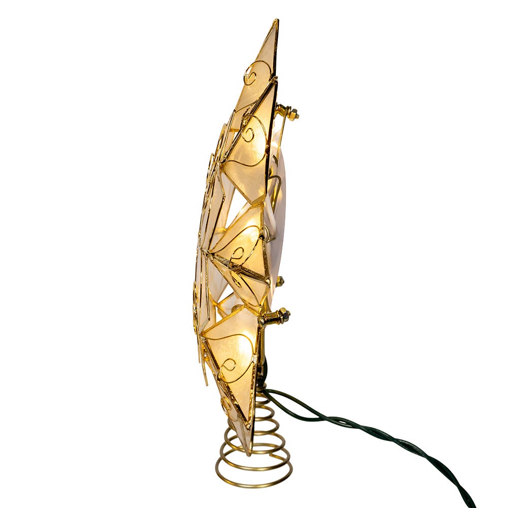 Kurt Adler 10-Light LED Capiz with Scroll Accents Star Tree Topper