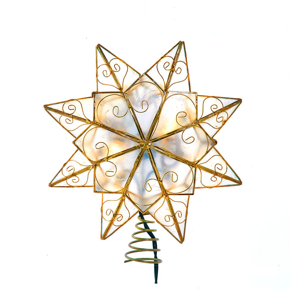 Kurt Adler 10-Light LED Capiz with Scroll Accents Star Tree Topper