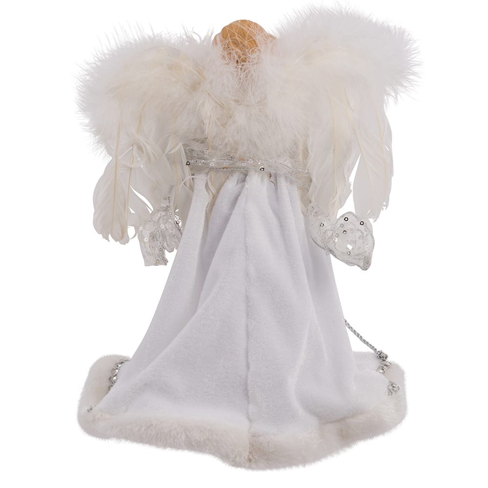 Kurt Adler 12-Inch UL 10-Light White and Silver Angel Treetop