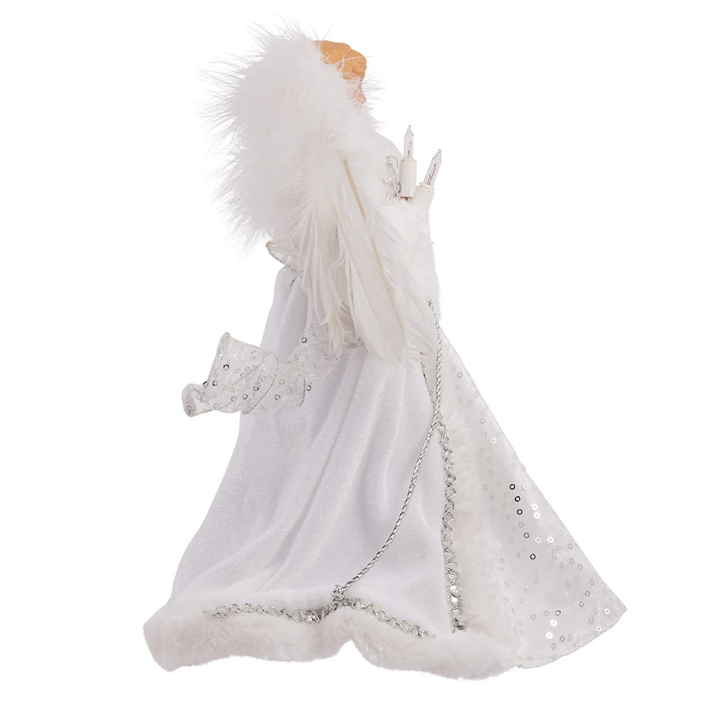 Kurt Adler 12-Inch UL 10-Light White and Silver Angel Treetop