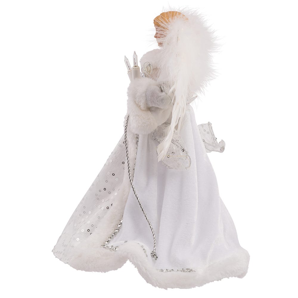 Kurt Adler 12-Inch UL 10-Light White and Silver Angel Treetop
