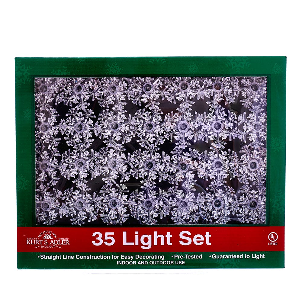 Kurt Adler Indoor/Outdoor UL 35-Light Double Layer Snowflake Reflector Set