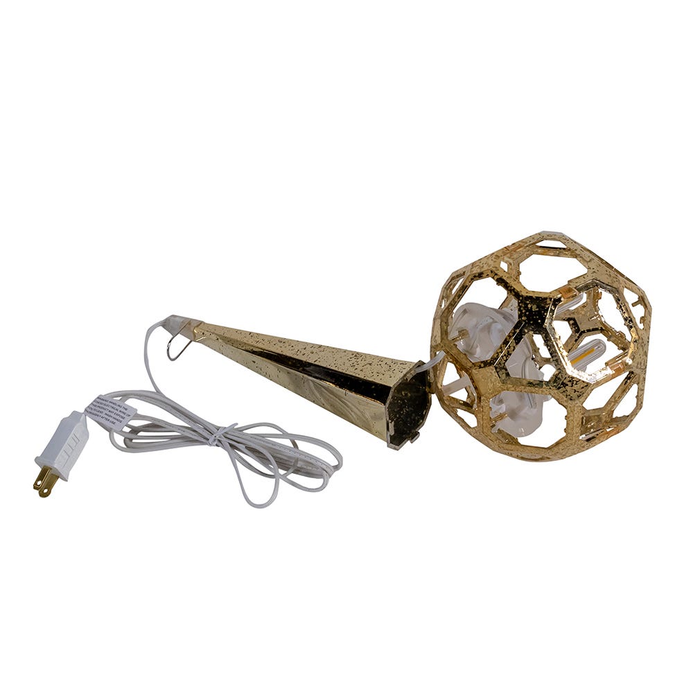 Kurt Adler 24-Inch 4-Light Warm White LED Gold Crackle Moravian Star Tree Topper