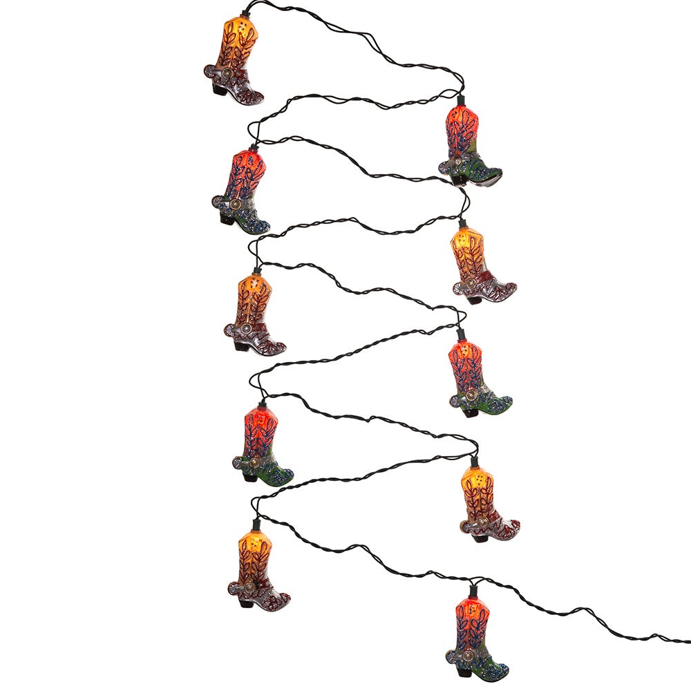 Kurt Adler 10-Light Boots with Glitter Indoor Light Set