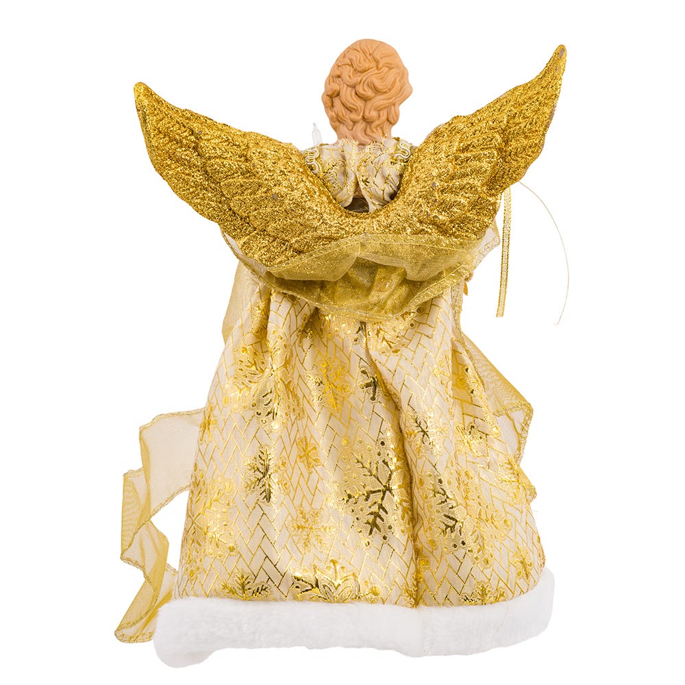 Kurt Adler UL 10-Light 12-Inch Gold Dress Angel Treetop