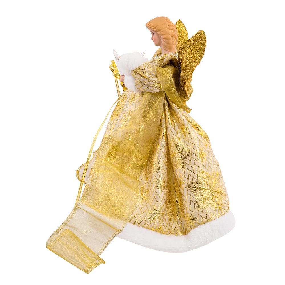 Kurt Adler UL 10-Light 12-Inch Gold Dress Angel Treetop