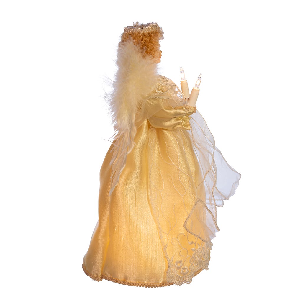 Kurt Adler 12-Inch UL 10-Light Ivory Angel Treetop with Fabric Hair