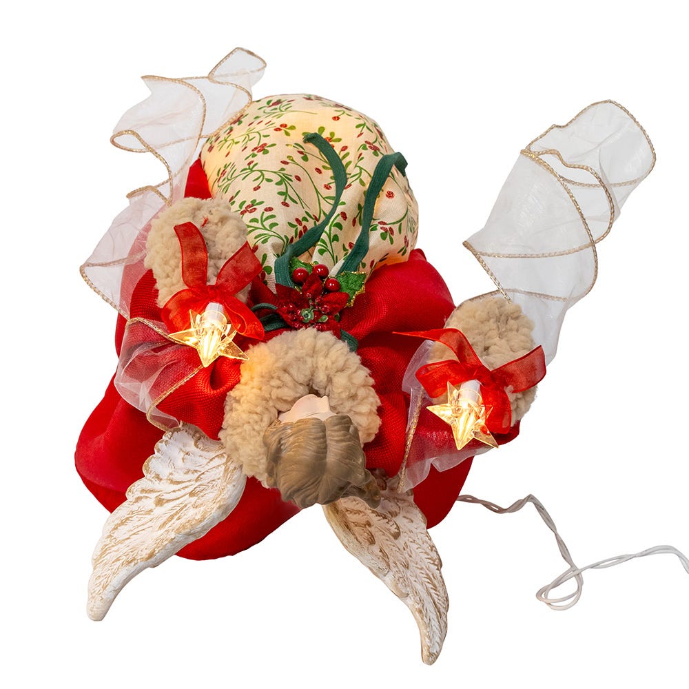 Kurt Adler 14-Inch UL 10-Light Red and Green Angel Tree Topper