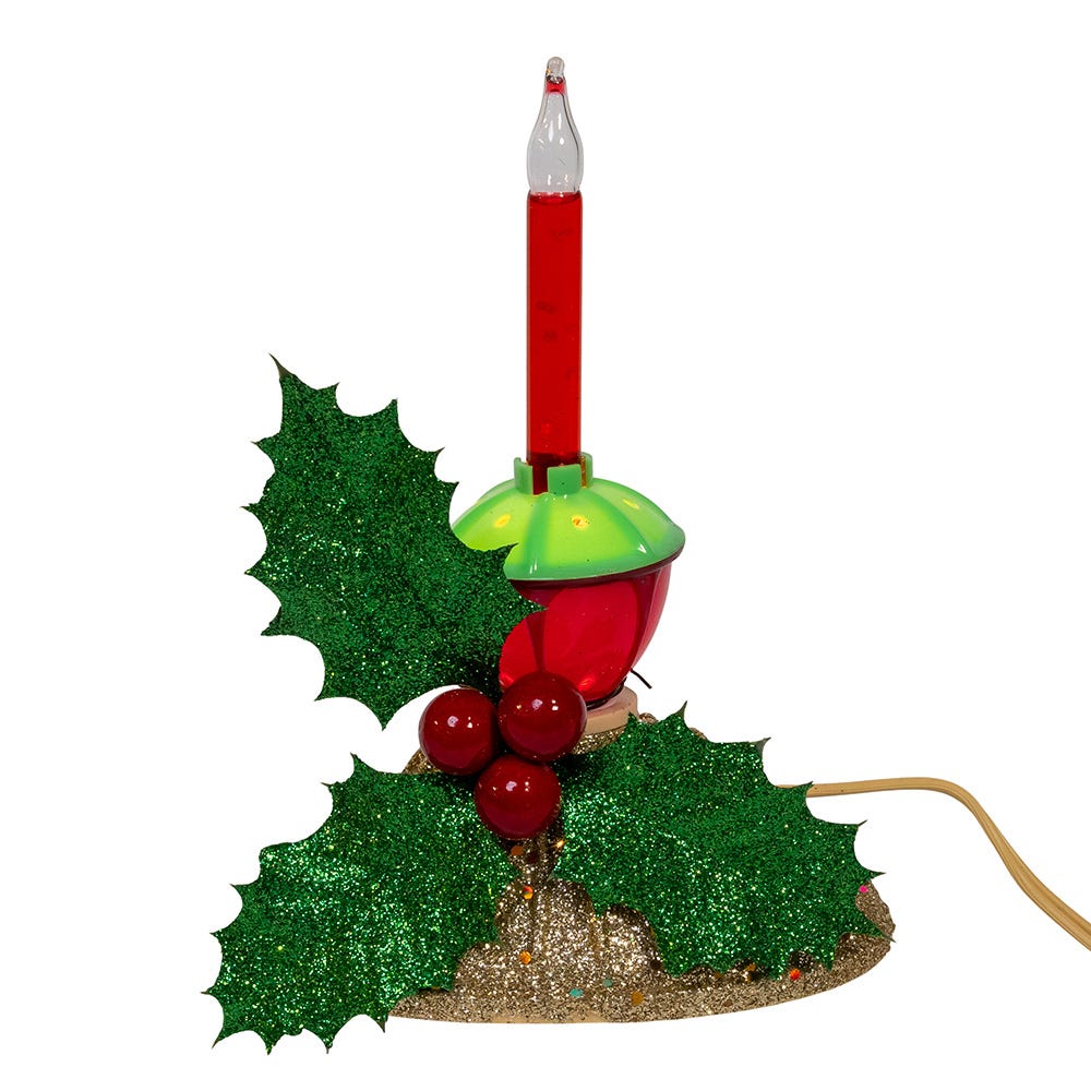 Kurt Adler 6.69-Inch Holly Berry and Greenery with Bubble Light