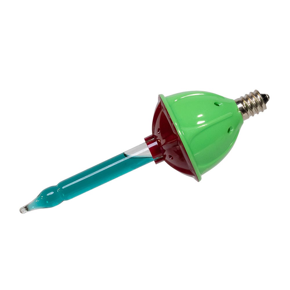 Kurt Adler 8.85-Inch Holly Berry and Greenery with Gold Base Three Bubble Lights