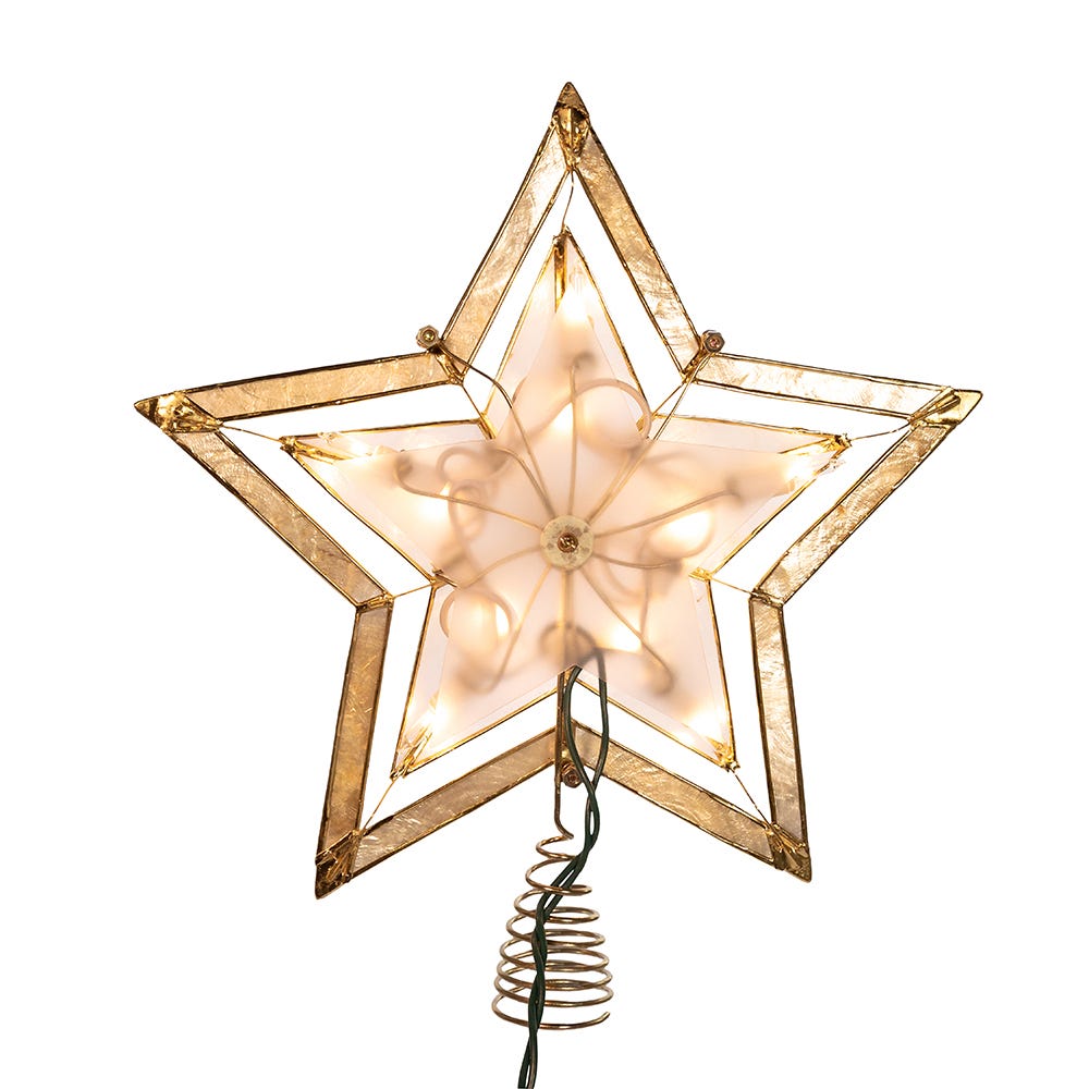 Kurt Adler 10-Inch 5-Point Large Star with Smoke Capiz Treetop