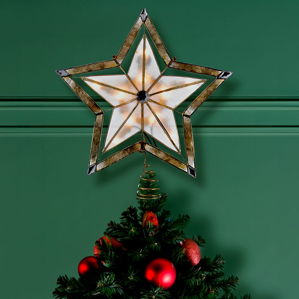 Kurt Adler 10-Inch 5-Point Large Star with Smoke Capiz Treetop