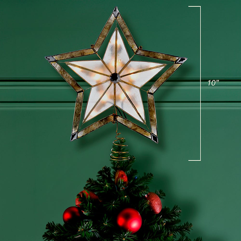 Kurt Adler 10-Inch 5-Point Large Star with Smoke Capiz Treetop