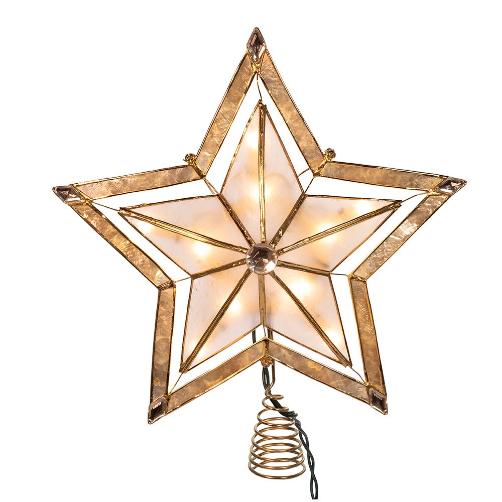 Kurt Adler 10-Inch 5-Point Large Star with Smoke Capiz Treetop
