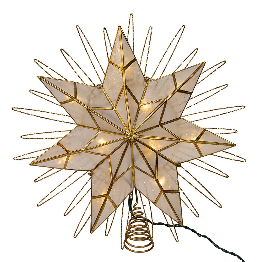 Kurt Adler 14-Inch 10-Light 7-Point LED Gold Glittered Star Tree Topper