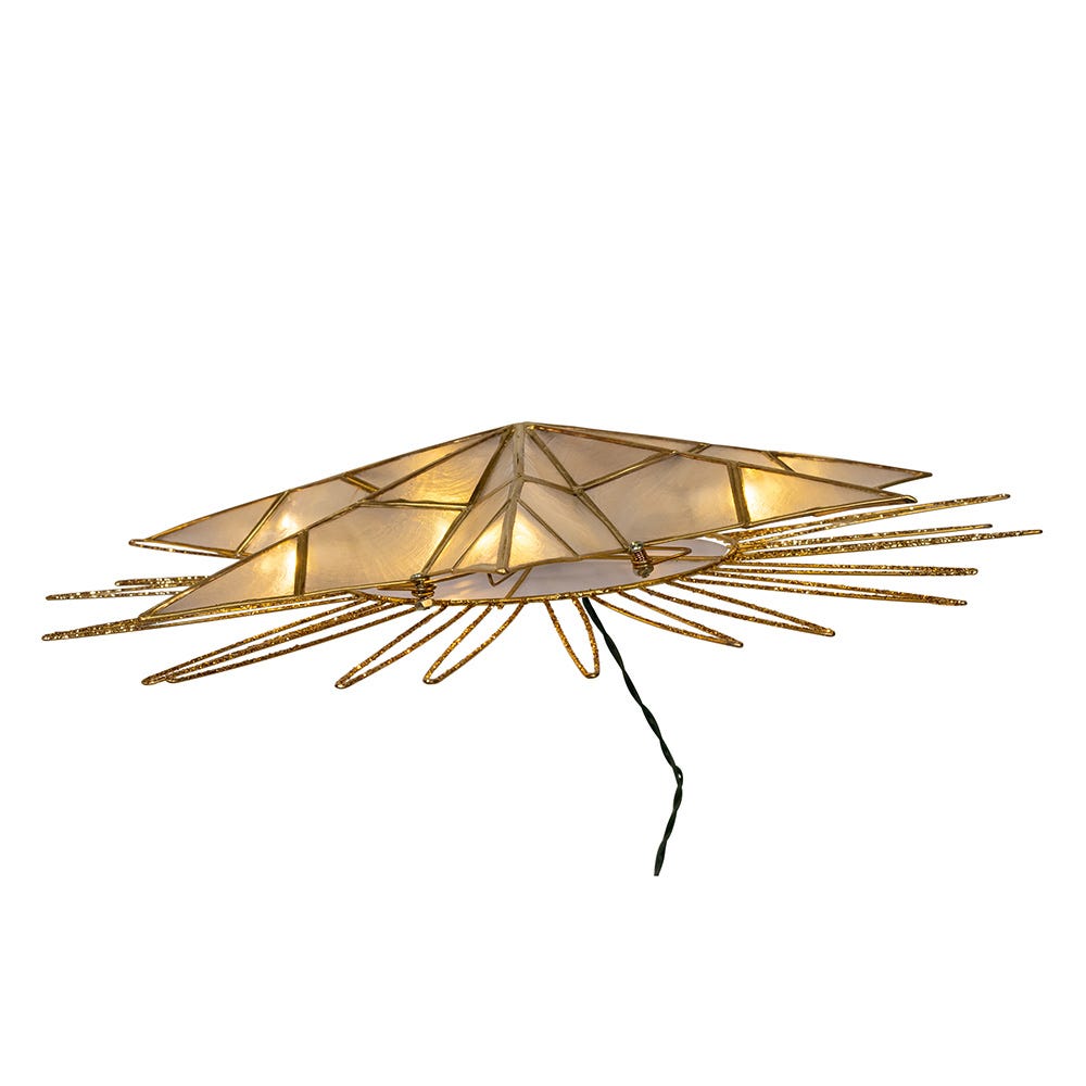 Kurt Adler 14-Inch 10-Light 7-Point LED Gold Glittered Star Tree Topper