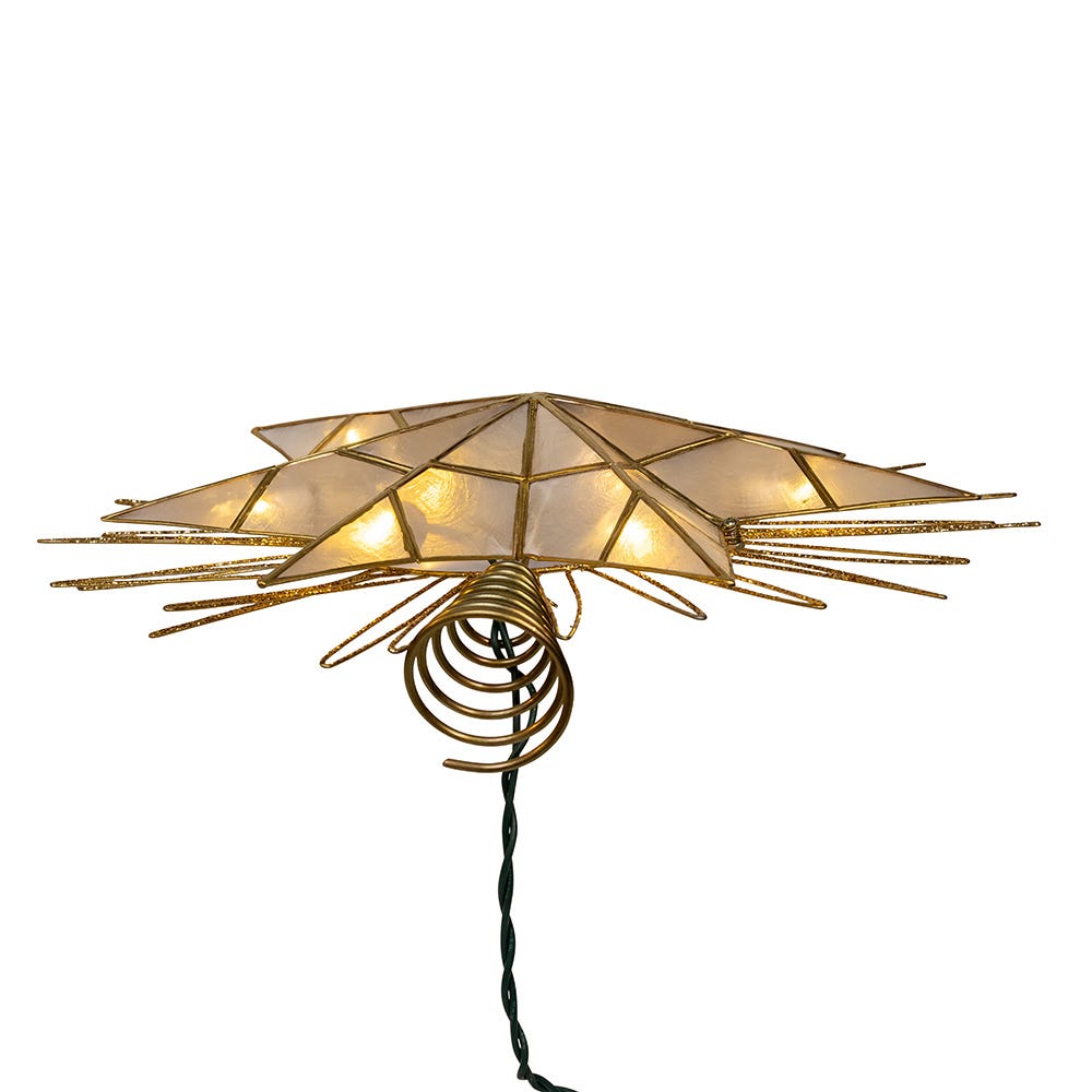 Kurt Adler 14-Inch 10-Light 7-Point LED Gold Glittered Star Tree Topper