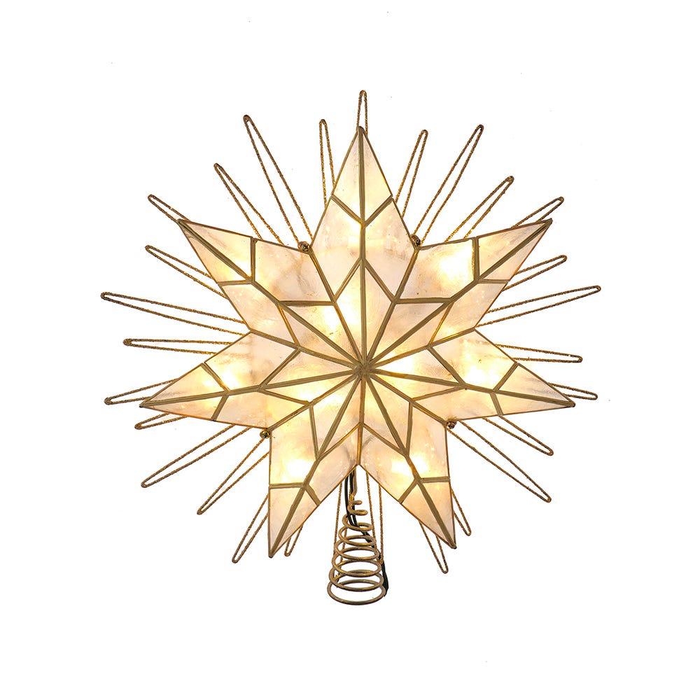Kurt Adler 14-Inch 10-Light 7-Point LED Gold Glittered Star Tree Topper
