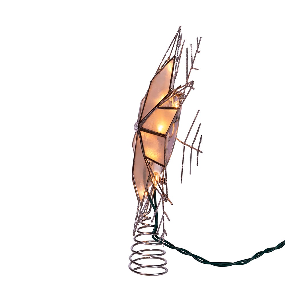 Kurt Adler 10-Light 10-Inch Silver Capiz Wire Snowflake Treetop