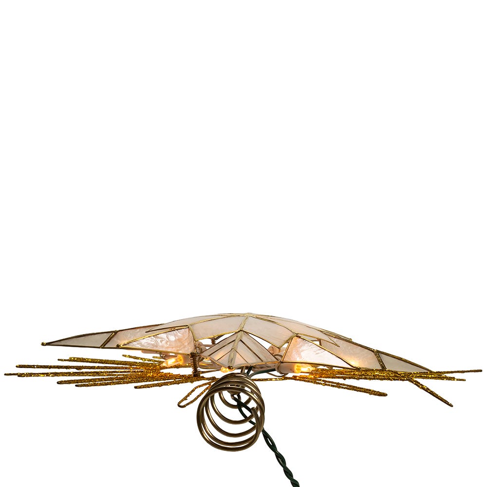 Kurt Adler 10-Light 14-Inch Gold Glitter Capiz Bethlehem Star Treetop