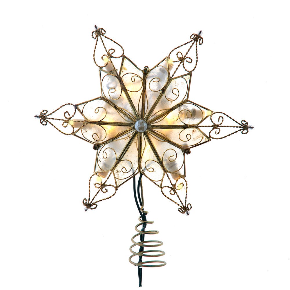 Kurt Adler 10-Light LED Star with Twisted Scroll Accents Tree Topper