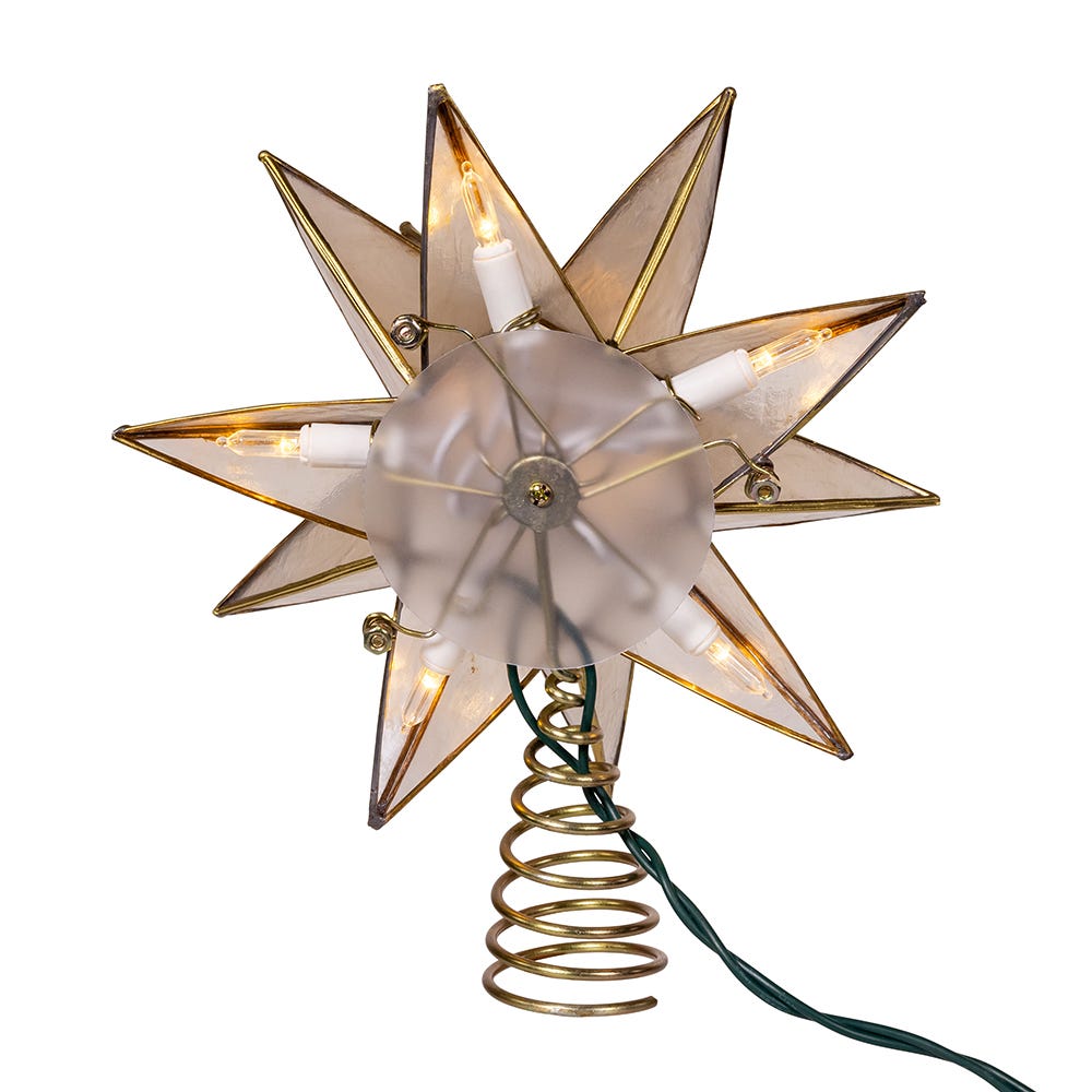 Kurt Adler 10-Light LED 15-Point Gold Sputnik Capiz Tree Topper
