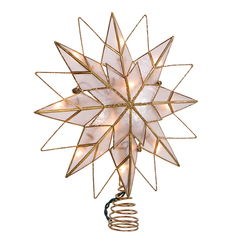 Kurt Adler 9.65-Inch UL 10-Light 8-Point Capiz Star Lighted Tree Topper