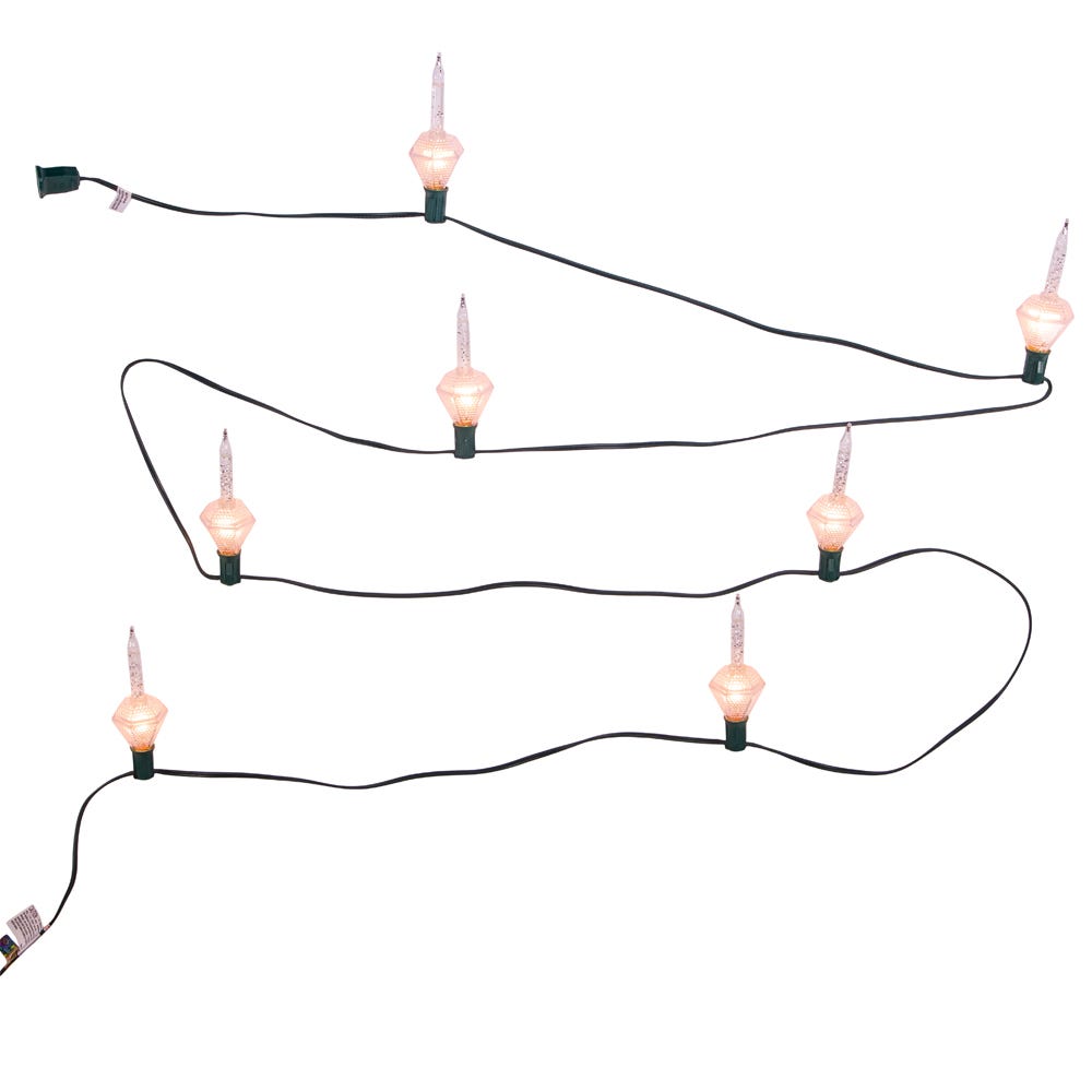 Kurt Adler 7-Light Silver Glitter Diamond Bubble Light Set