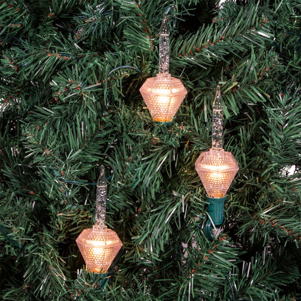 Kurt Adler 7-Light Silver Glitter Diamond Bubble Light Set