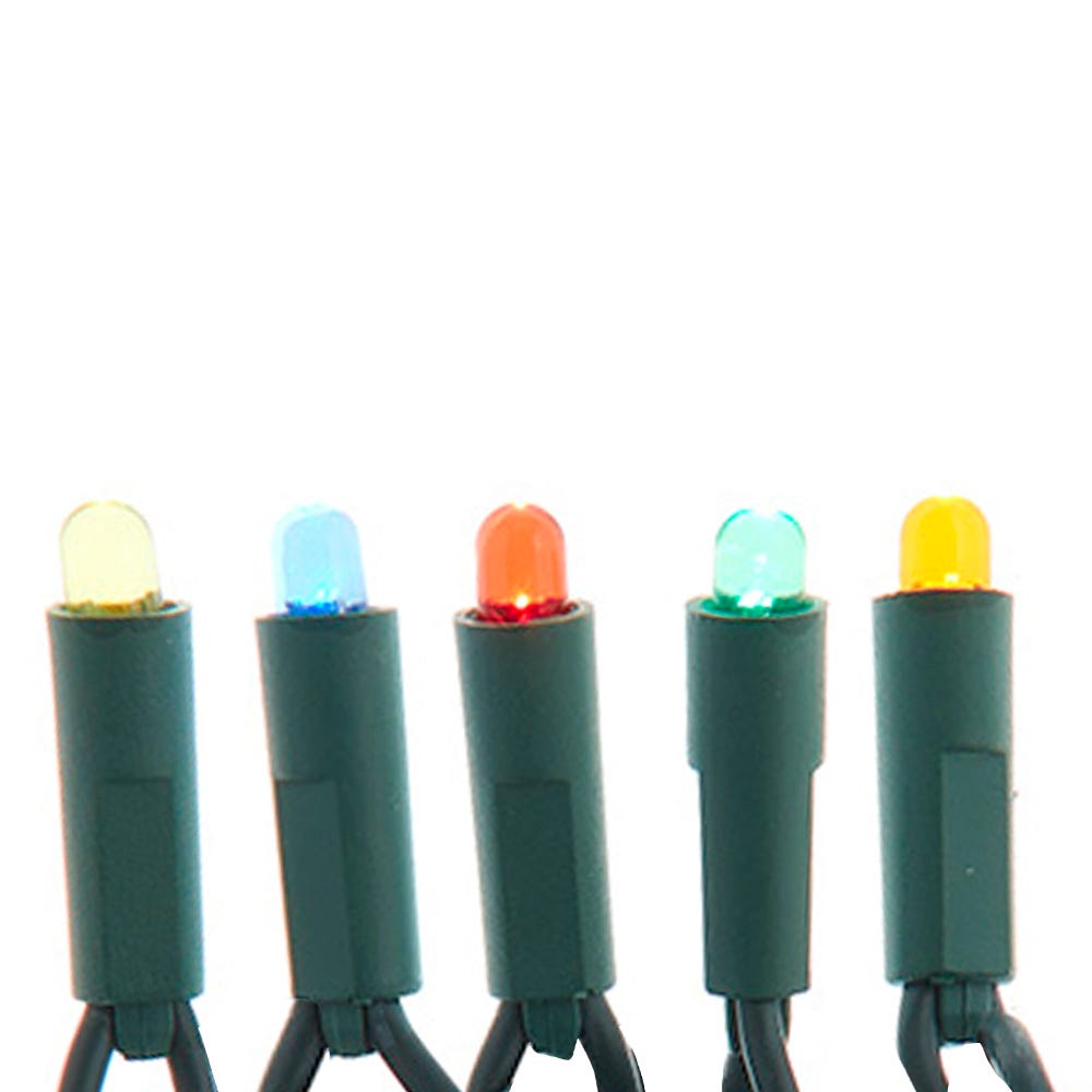 Kurt Adler festive 25.5-Foot UL 50-Light Convex Multicolor 5MM LED Green Wire Light Set.