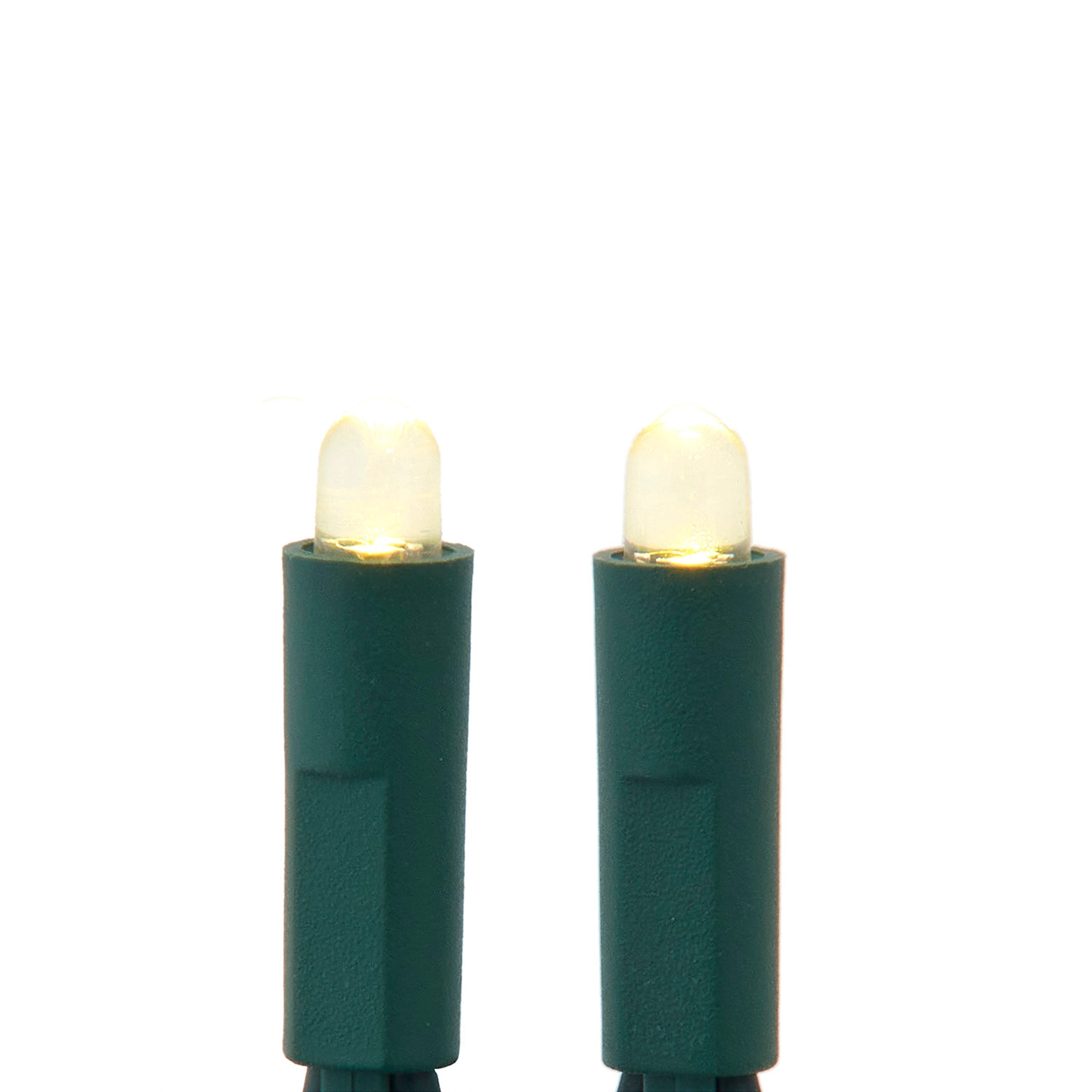 Kurt Adler 25.5-Foot UL 50-Light Convex Warm White 5MM LED Green Wire Light Set